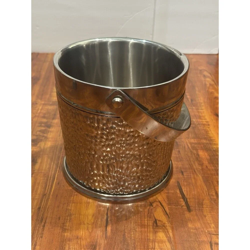 Vintage Ralph Lauren Home Crocodile Repousse Finish Stainless Steel Ice Bucket